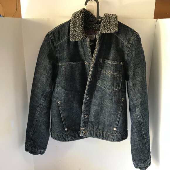 SILVER JEANS WOMEN DENIM SHERPA LINE JACKET SIZE M - Picture 1 of 9